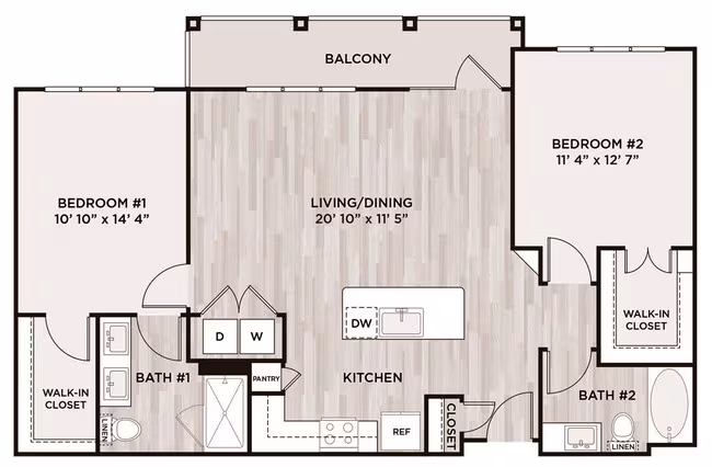 2BR 2BA (1138 SF) 03308 floor plan